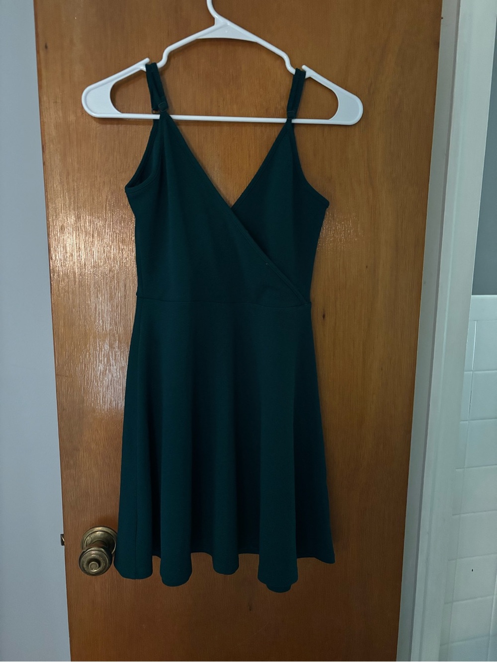 Deep Teal Sleeveless V-Neck A-Line Dress